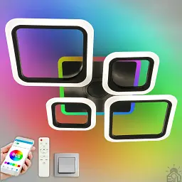 Смарт люстра з колонкою керована світлодіодна OVAL RGB MUSIC 5S 85 Вт 725x460x80 мм Чорна ESLLSE