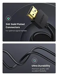 Перехідник кабель UGREEN Micro HDMI-HDMI 2.0 4K 60 Гц підтримка 3D, Ethernet, HDR, ARC 1 м (30148) - мініатюра 3