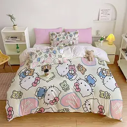 Постільна білизна 3D полуторна з мікросатину Hello Kitty 31415 150х215 см 50х70 см