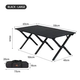 Складний стіл Naturehike (CNK2300JU010) 118x60см, алюміній, чорний - мініатюра 2