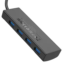 Хаб - концентратор адаптер Hoco HB41 Easy Safety 4-in-1 Hub Usb-A to 4 Usb 3.0 20 см - мініатюра 3