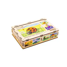 Пазли дерев'яні PuzzleOK Комахи 4в1 80 елементів 24х16 см (IP-177-P-1116)