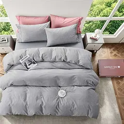 Комплект постільної білизни Полуторний Lovely Svi (120 г/м2) варена бавовна - Сіра смужка  - мініатюра 2