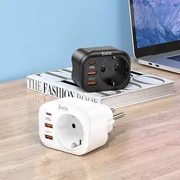 Мережевий зарядний пристрій Hoco NS3 Multifunctional socket (1C2A PD20W) Black - мініатюра 4