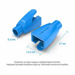 Чохол для конектора RJ45 із захистом від натягу Vention 100 шт. Захисний ковпачок Захист засувки від зворотного згинання та оболонки кабелю від пошкодження Захист від пилу та води Чорний (IODB0-100) - мініатюра 3