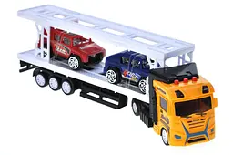 Іграшковий автовоз з машинками інерційний світлозвукові ефекти Heavy Truck 99A6-1C в коробці р.35x6,5x12 см YG Toys - мініатюра 2