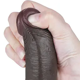 Фалоімітатор Sliding-Skin Dual Layer Dong 9 23 см (коричневий) - мініатюра 2