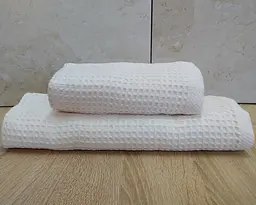 Набір турецьких вафельних рушників 50х90+70х140 Mercan White