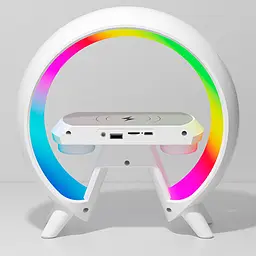 Акумуляторний нічник XM-X63 RGB з годинником, бездротовою зарядкою та Bluetooth колонкою (Білий) - мініатюра 3