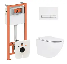 Набір Qtap Nest 4 в 1 підвісний унітаз Jay Ultra Quiet 520x360x320 + комплект інсталяції QT07335175W48180 - мініатюра 1