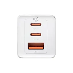 Зарядний пристрій Baseus 2xUSB-C 65W + 1xUSB GaN + cable USB-C to USB-C 100W 1.0m white (CCGP120202) - мініатюра 4