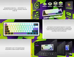 Механічна ігрова клавіатура HATOR HK-60-WV Wireless Hellyberry Switch USB, 2,4 ГГц, Bluetooth 5.3 White-Violet - мініатюра 10