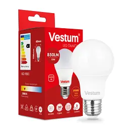 Світлодіодна лампа Vestum A60 10W 3000 K 220V E27 1-VS-1106