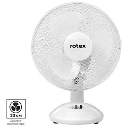Настільний лопатевий вентилятор від мережі Rotex RAT01-E Ø 23 см 2 швидкості 20Вт пластик/метал Білий