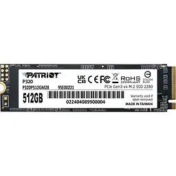 SSD накопичувач Patriot P320 512GB M.2 NVMe (P320P512GM28) [119353]