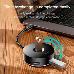 USB-хаб Baseus Round Box 4-Port USB-C Black 0.1м (CAHUB-G01) [77933] - мініатюра 11