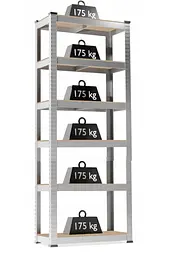 Стелаж металевий 222x110x50 6 полиць (сірий)