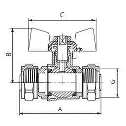 Кран кульовий Ск Wing 20x20 WP0005 - мініатюра 2