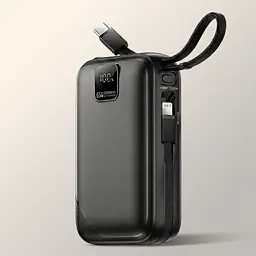 Павербанк Essager 20000 mAh 65W з кабелями (ES-D025), чорний - мініатюра 3