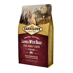 Сухий корм Carnilove Cat Lamb & WildBoar Sterilised 2 кг з ягнятком та м'ясом кабана для стерилізованих кішок - мініатюра 2