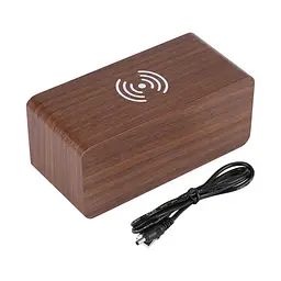 Дерев'яний LED годинник UFT Wood Wireless Clock з функцією бездротової зарядки коричневий - мініатюра 3