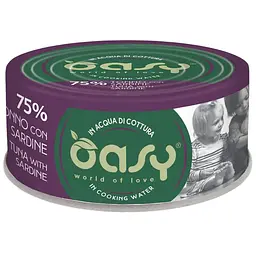 Вологий корм Oasy Cat Wet More Love для дорослих котів тунець та сардинела 70 г
