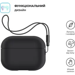 Чохол для навушників Armorstandart Silicone Case with straps для Apple Airpods Pro 2 Black (ARM68608) - мініатюра 2