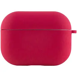 Силіконовий футляр з мікрофіброю для навушників Airpods Pro Червоний / Rose Red - мініатюра 2