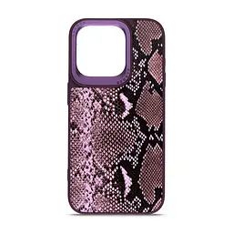 Кожаный чехол для Apple iPhone 14 Pro, Harder Genuine Snake, фиолетовый, термополиуретан ТПУ + экокожа с имитацией змеиной кожи, панель, защита корпуса, противоударный, микрофибра, рамка вокруг камеры, защита всего корпуса, (ARM76788)
