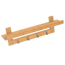 Вішалка для одягу настінна бамбукова з гачками 61x18x12 см (92010001) - мініатюра 2