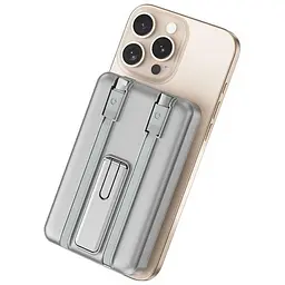 Портативне ЗП Power Bank Wi-P056 22.5W+PD20W із БЗП+iWatch з кабелем 10000 mAh Silver Wiwu teh0029379