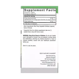 Трави Nature's Answer Гінкго Білоба, 80 мг, Standardized Ginkgo, 60 вегетаріанських капсу (NTA-16387) - мініатюра 3