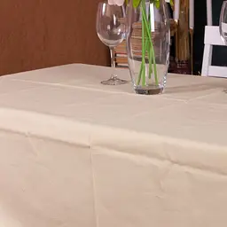 Скатертина MirSon №204 Creamy 130х130 см рогожка кремова - мініатюра 3