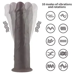 Вібратор LoveToy 9" Dual Layered Platinum Silicone Rotator, 23 см (чорний) - мініатюра 8