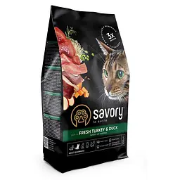 Сухий корм Savory Adult Cat Gourmand Fresh Turkey & Duck 0,4 кг для дорослих примхливих кішок (індичка та качка) - мініатюра 2