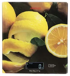Ваги кухонні Lemon 5кг AAAx2 в комплекті скло багатокольоровий ARDESTO kuh0015504