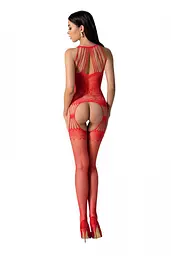 Бодістокінг з безліччю бретелей Passion BS095 One Size, red, імітація пояса та панчіх, з доступом - мініатюра 2