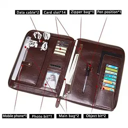 Чоловіча папка органайзер для документів матова 20238 Vintage коричневий - мініатюра 6
