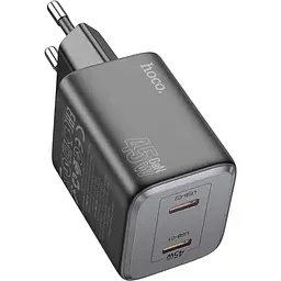 Зарядний пристрій Hoco N42 Quick Charger PD 45W / 2 х Type-C з кабелем Type-C to Type-C Black - мініатюра 2