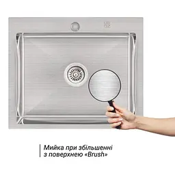 Кухонна мийка Lidz H6050 Brush 3.0/1.0 мм (LIDZH6050BRU3010), Нержавіюча сталь - мініатюра 2