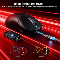 Бездротова миша ATTACK SHARK X8 Ultimate 42000 DPI PAW3950MAX,8K Sensor,Nordic 54L15 Чорна - мініатюра 7