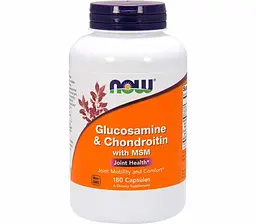 Препарат для суглобів і зв'язок NOW Glucosamine & Chondroitin with MSM, 180 капсул