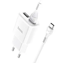 Блок живлення та кабель Hoco C88A Type-C Cable Star round dual port charger set білий - мініатюра 2
