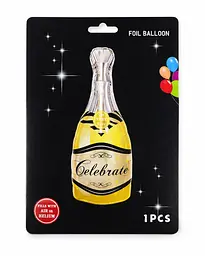 Фольгована кулька JS Balloon фігура "Шампанське золоте Сelebrate" наповнення повітрям або гелієм для тематичних вечірок Золотистий - мініатюра 2
