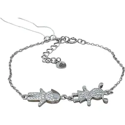 Срібний браслет TOP Silver Солодка парочка з фіанітами. 550152Б