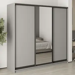 Шафа-купе тридверна MebelStar Стандарт BG 2ДСП/Дзеркало 220x45x210 см Сіра мишка (MBS-8416)