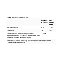 Екстракт мастикової смоли Mastic Gum Extract 500 мг 45 вегетаріанських капсул - мініатюра 2
