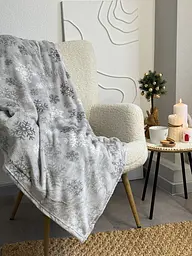 Плед Ecotton 200х220 см Well Soft новорічний сірий Сніжинка (24184) (24184)