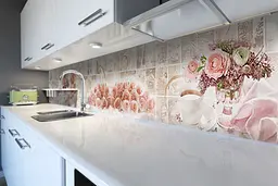 Кухонний фартух Троянди під Плитку ПВХ наклейка квіти бутони Абстракція Рожевий 60х250 см Happy Pocket Z180505 - мініатюра 6