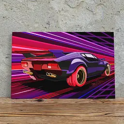 Інтер'єрна картина Ретровейв авто, retrowave, synthwave, поп-арт, кіберпанк, інтер'єрний плакат, 60×96 см (id1368)